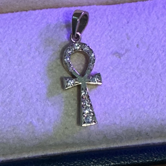 14k yellow gold Logan Hollowell diamond eternal ankh cross pendant - Picture 4 of 7